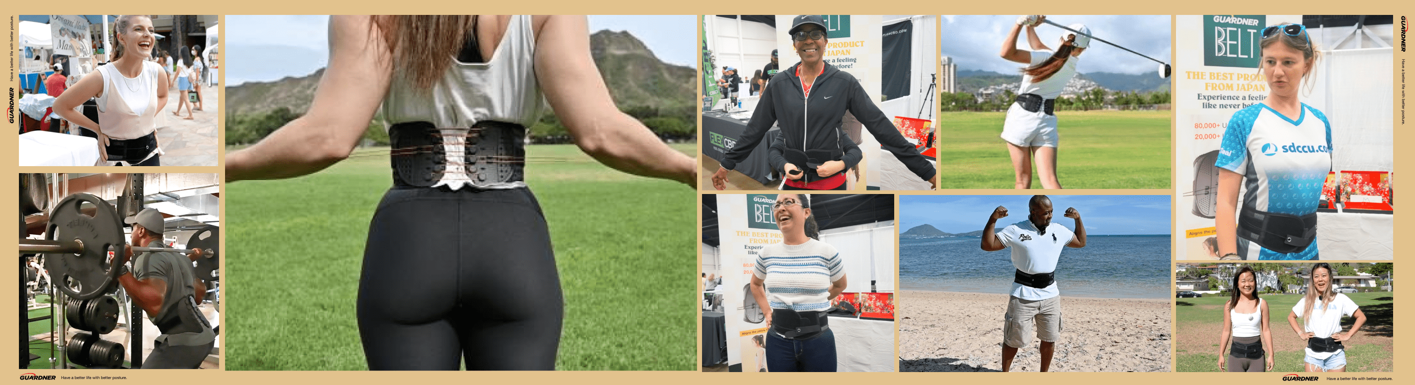 Images of people using Guardner belt